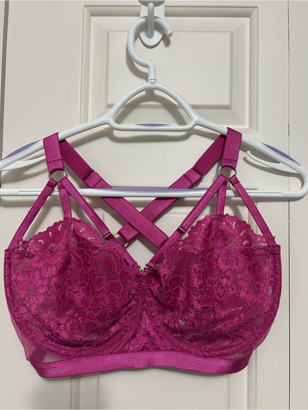 Lonely Brand Lace Crisscross Bra in Fuchsia - Women Intimates